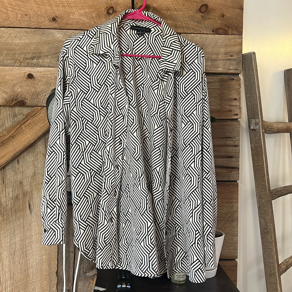 Polyester Long Sleeve Button Up Top - image 1